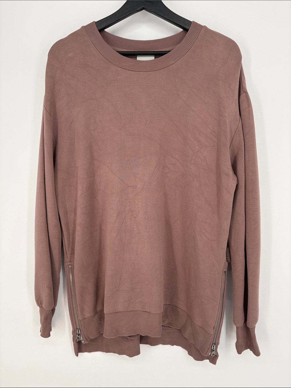 🦭 Varley Mauve Crewneck Sweatshirt with Side Zips
